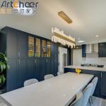 Modern Above Counter Kitchen Cupboards with Glass Door and Granite Countertop