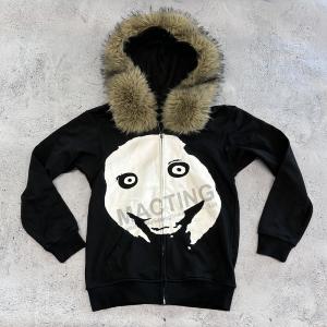 Wholesale Custom Winter Thick Faux Fur Hooded Zip Up Hoodie in Boxy Cropped Zipper Jacket Style for Men from china suppliers