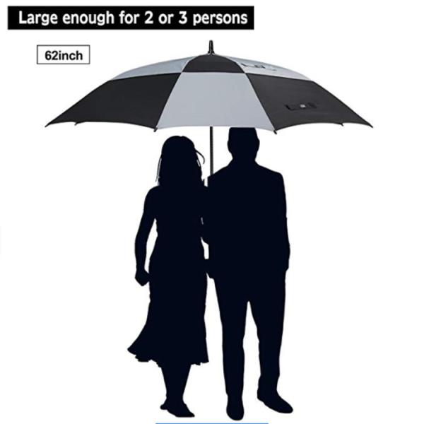 62 inch oversized Travel Square Golf Double Layer Air Vent Umbrella Windproof