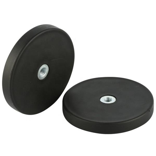 Neodymium Round Magnet D22x6mm with M4 Flat Female Thread Gripper and Rubber