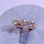 Three Stones Style Round Shape Lab Grown Diamond Ring 18K Yellow Gold Ring