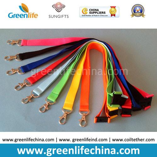 Safety breakaway clip colorful thick flat tube polyester lanyard holder with