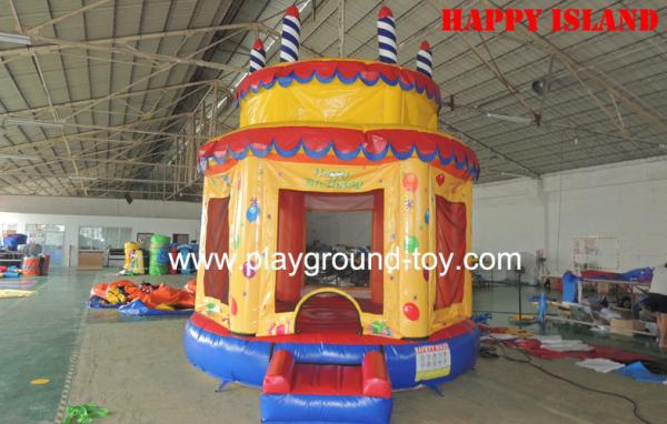 Birthday Cake Outdoor Inflatable Bouncers , Bounce House Inflatables Castle For