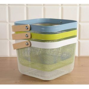 Sustainable Wire Mesh Storage Baskets With Wood Handle