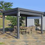 Metal Gazebo Villa Yard Electric Flip With Adjustable Louvers Aluminum Pergolas