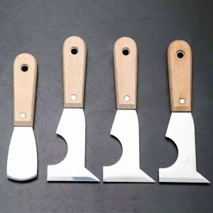 Wooden Handle Stainless Steel Paint Scraper Taping knife Multifunctional Putty