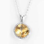 10mm 925 Silver Gemstone Pendant Yellow Triangle Citrine November Birthstone