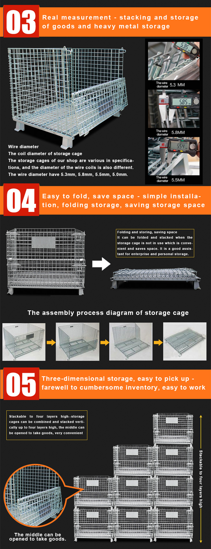 600kg Warehouse Storage Cages With Wheels For Supermarket Odm