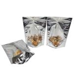 CMYK Aluminum Foil Packaging Mylar Doypac Clear Window Front Silver Back Stand