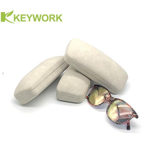 Grayish White Clamshell Metal Eyeglass Case Oversized Optical Sunglass