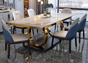 Wholesale ISO9001 Stylish Marble Dining Table , Stainless Steel And Marble Dining Table from china suppliers
