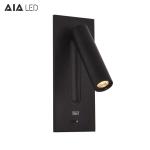 Hotel customization bedside LED reading wall light USB charging hidden switch
