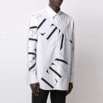White Men's Casual Long Sleeve Button Down Shirts With Custom Design Logo