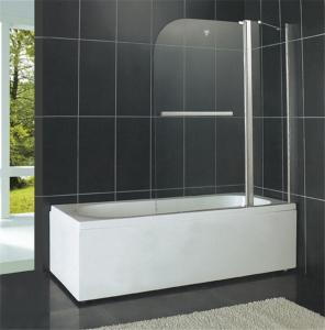 Wholesale Shiny Silver Pivot Shower Doors 6MM Tempered Glass With One Fixed Glass for Bathtub from china suppliers