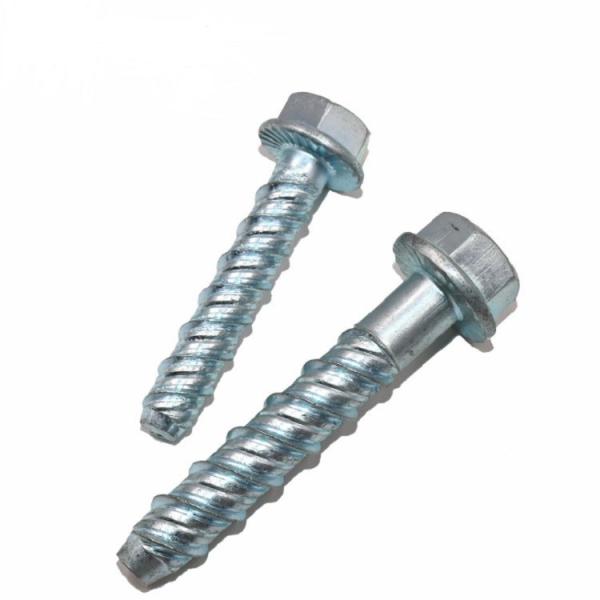 Round Head 1/4 Inch HEX Concrete Screws 1-1/4 Inch Length Coarse Thread DIN