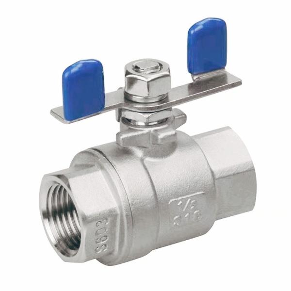 201/304 Stainless Steel Female Thread Butterfly Handle 2PC Ball Valve DN8-DN100