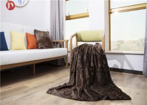 China Classic two-tones Faux Fur Blanket Dark Brown 35mm Pile Height artificial fur throw Customized Logo on sale