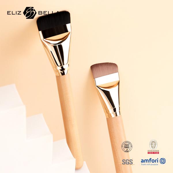 Customizable Synthetic Hair Makeup Brushes With Wooden Handle And Shiny Gold