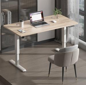 Wholesale Electric Sit Stand Desk with Adjustable Height and Dual Motors in Walnut Wood Grain from china suppliers