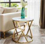 Stainless Steel Marble Circular Sofa Side Table Smooth Surface
