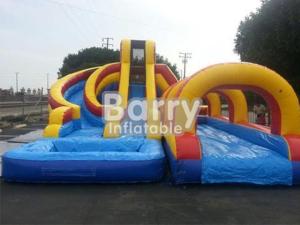Wholesale Crazy Cash Backyard Barry Inflatable Water Slides 17ft Yellow And Blue color from china suppliers