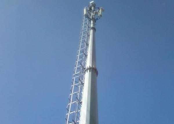 Hot-dip Galvanizing 60m Monopole Telecommunication Tower , Monopole Antenna