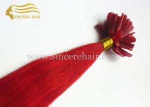 Wholesale 20&quot; RED Italian Keratin Fusion U-Tip Hair Extensions for sale - Hot Red 50 CM Pre-Bonded U Tip Hair Extensions For Sale from china suppliers