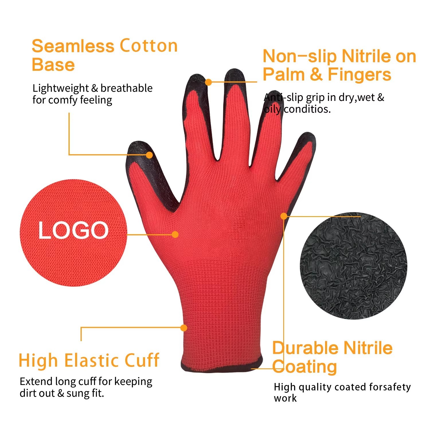 Hot Sale High Quality Frosted Coated Safety Work Cotton Gloves
