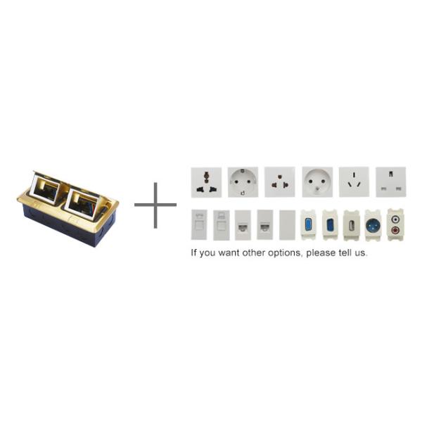 Gold Copper Color Network Double Floor Socket Box , Floor Electrical Outlet