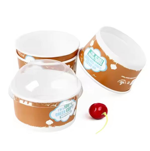 600ml Microwavable Disposable Bowls Cardboard Personalized Logo White Paper Ice
