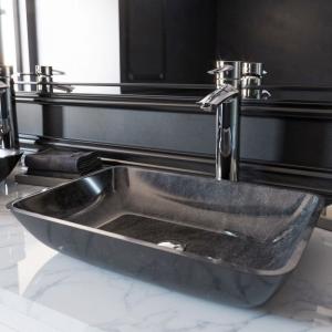 China Dark Green Bathroom Wash Basins 18 Inch Gray Onyx Handmade Rectangular on sale