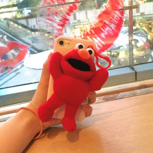 Soft TPU Korea Elmo Sesame Street 3D Plush Doll Cell Phone Case Back Cover For