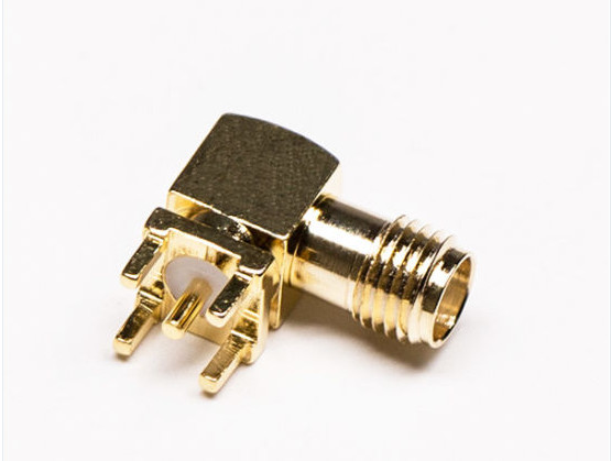SMA Connector Right Angle Coax Connector , 90 Degree DIP PCB RF Connector Adapter