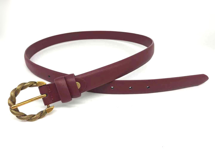 Vintage 130cm Womens Genuine Leather Belt With Gold Buckle