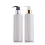 Customized Square 300ml white amber plastic PET lotion bottle with lotion pump