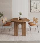 Modern Nordic Home Furniture Solid Wood Rectangular Dining Table with Walnut