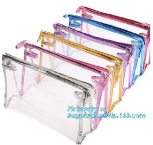 Wholesale Clear PVC Makeup Bag With Button Closure Slider Cosmetic Packaging Bags, cosmetic packaging slider bag with custom logo, from china suppliers