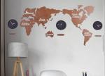 Worldmap Wooden Wall Clock Creative Large Hanging Wall Clocks