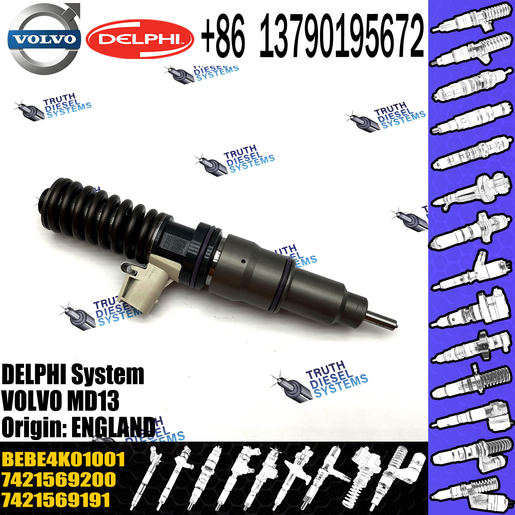 New Diesel Injector 21569200 BEBE4K01001 For VOL injector Truck 21569200 21569200 D13 BEBE4D16001 20972225 21506699