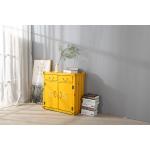 Shipping Container Nightstand Rusty Iron Frame Double Door Accent Side Cabinet