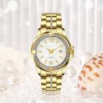 Classic Romantic Stainless Steel Alloy Case Encrusted Diamond Quartz Watch For