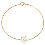 Kitten Nameplate 0.11ct 18K Gold Diamond Bracelets Unique Engagement Gold