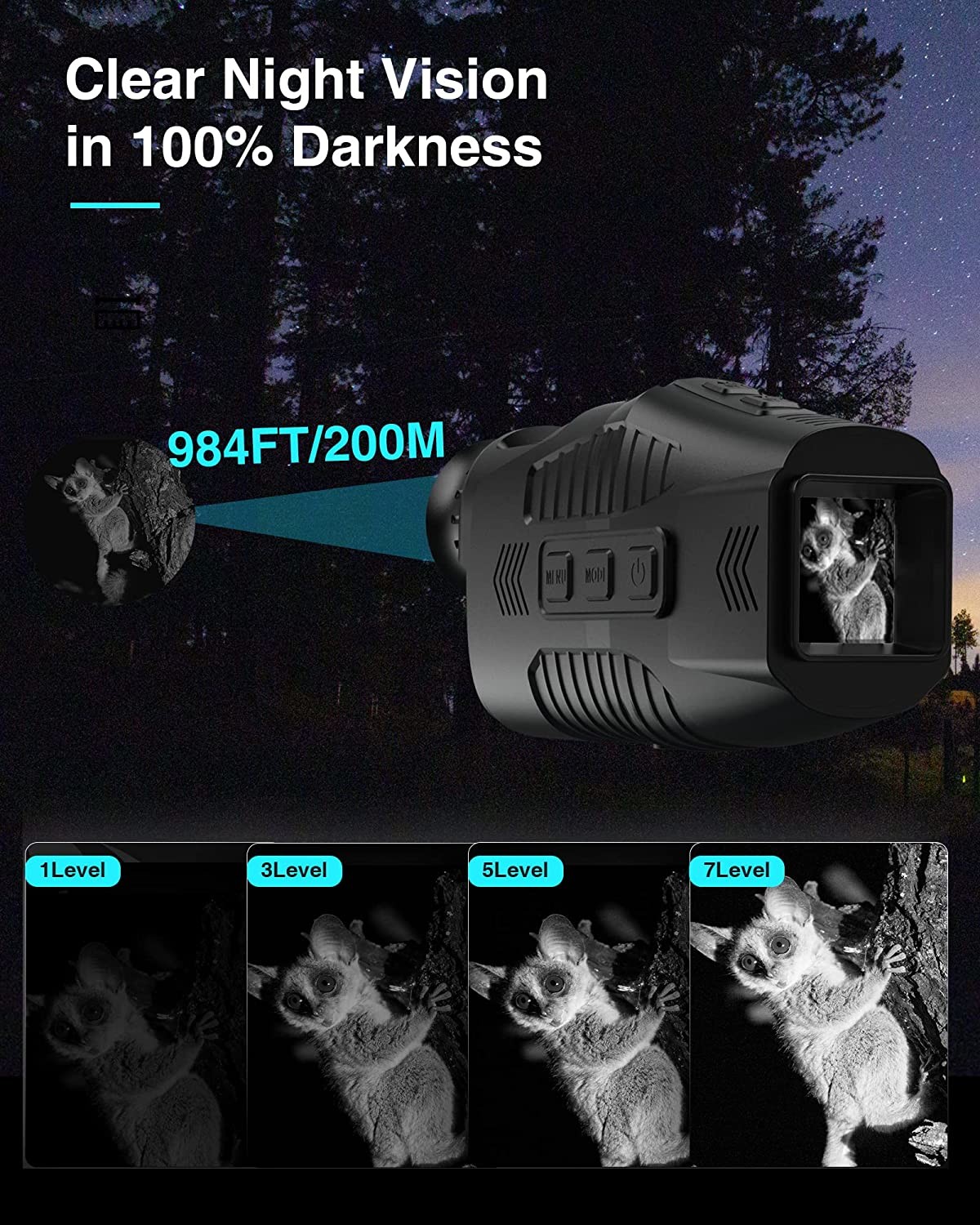 Video Long Distance Infrared Night Vision Goggles Binoculars 1080p Full HD