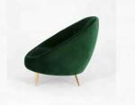 2018 new style velvet fabric stainless steel legs single chair,green fabric