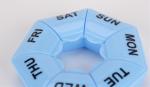 One week 7 compartments round shaped plastic pill organizer, Travel plastic pill