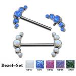 Shiny Opal Gems Pure Titanium G23 Nipple Rings 14G 1.6mm Steel color