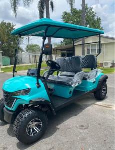Wholesale Blue 4-Seater Front-Facing Hunting Electric Golf Cart 72v 150ah Lithium Battery 14-Inch Off-Road Tire from china suppliers