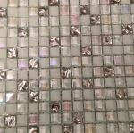 White Iridescent Crackle Bathroom Backsplash Tile Mosaic Glass Wall