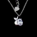 AAA Zircon Apple Fruit Adam And Eve 925 Silver Necklace / Sterling Silver