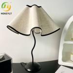 Modern LED Bedside Table Lamp Petal Umbrella Type S-Bar Metal Bedroom Hotel